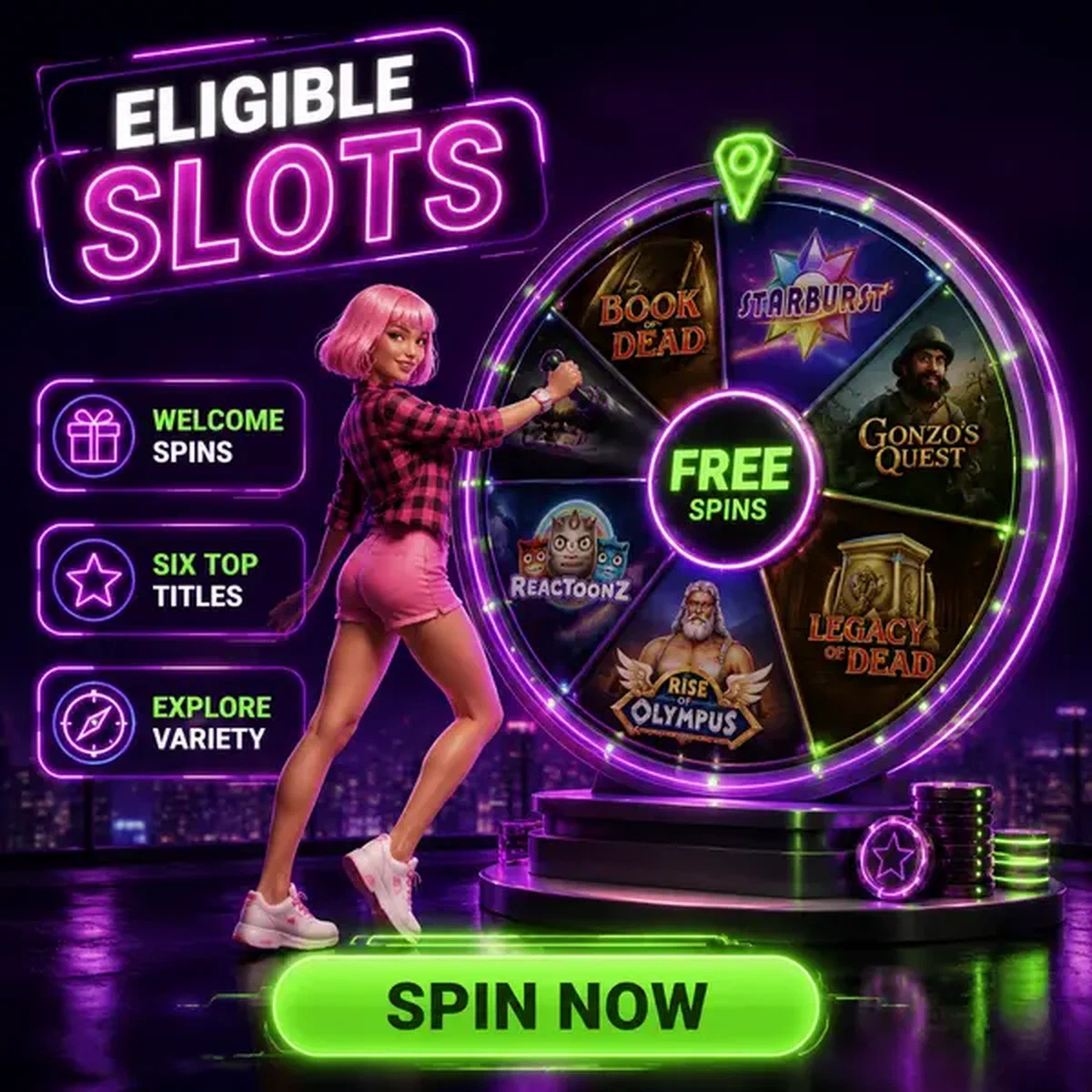 Night Rider draait het prijswiel voor gratis spins bij In Aanmerking Komende Slots en Waarom Deze Providers